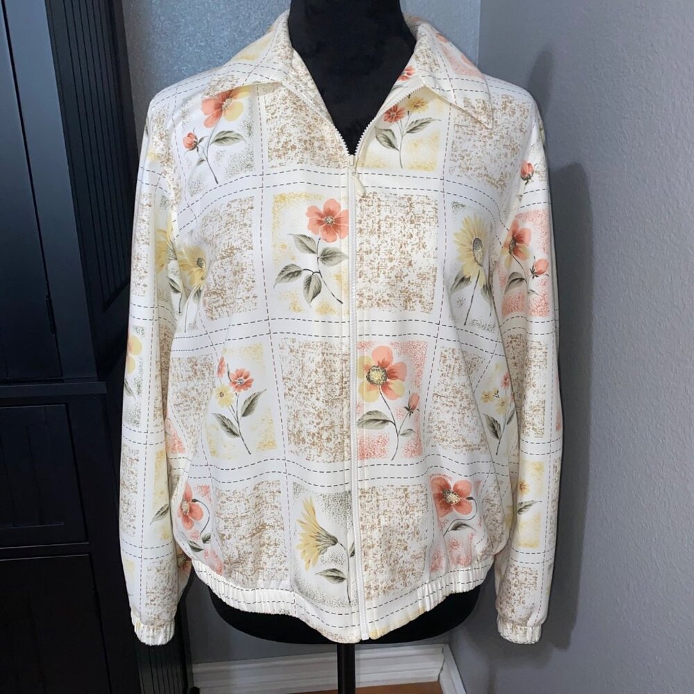 Alfred Dunner Jacket Womens Size 10P Floral Cottagecore Grannycore Lightweight